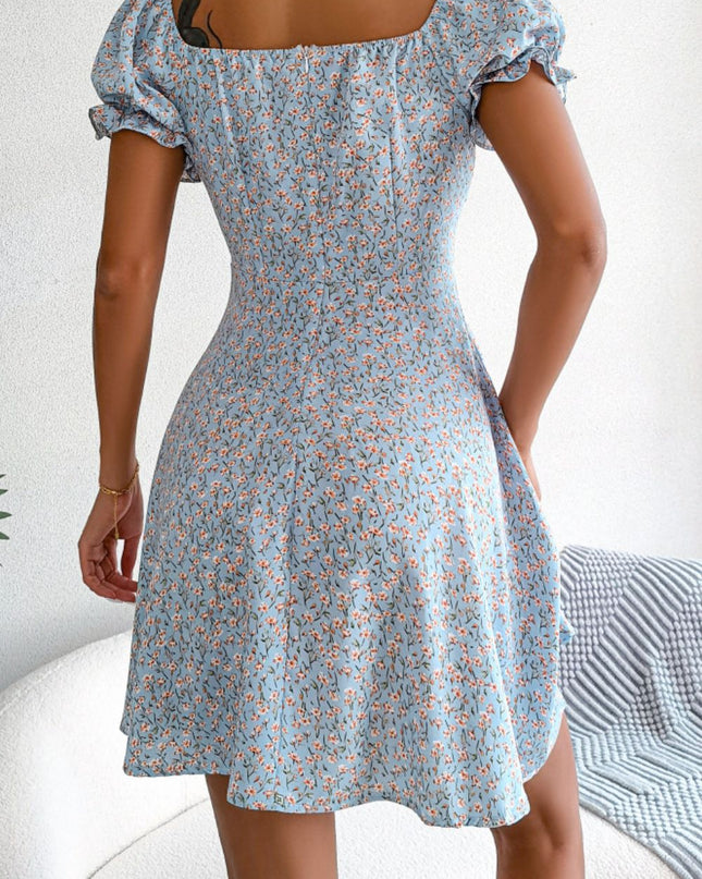 Ditsy Floral Drawstring A-Line Dress