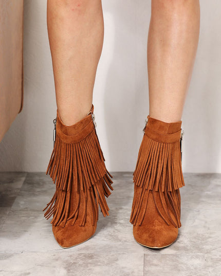 Legend Women's Tassel Wedge Heel Ankle Booties