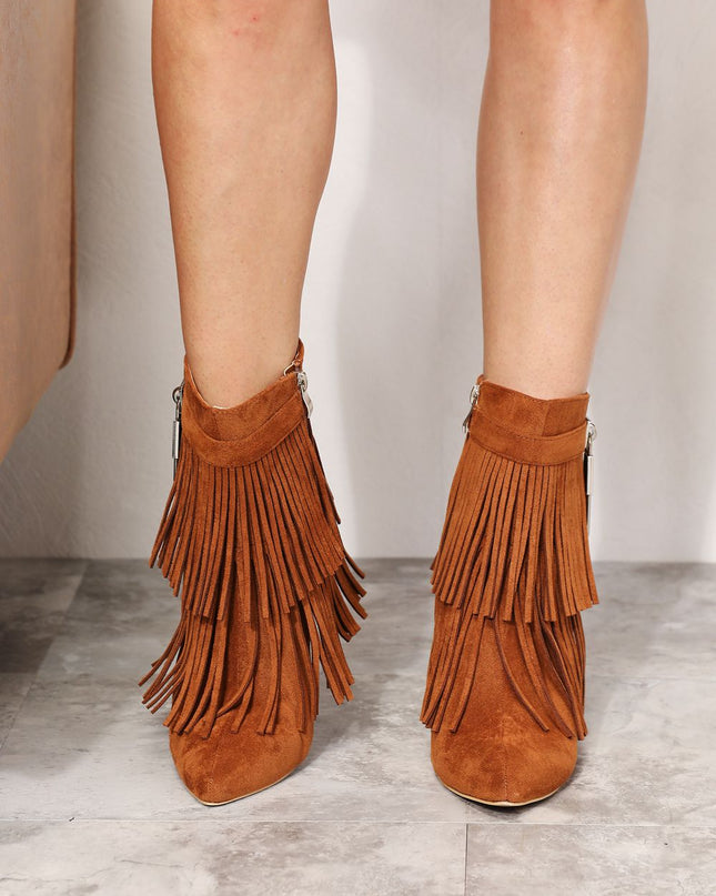 Legend Women's Tassel Wedge Heel Ankle Booties