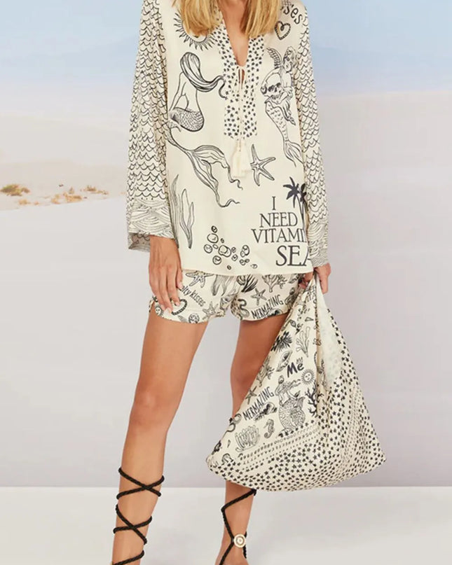 Nautical Print Top and Shorts Set