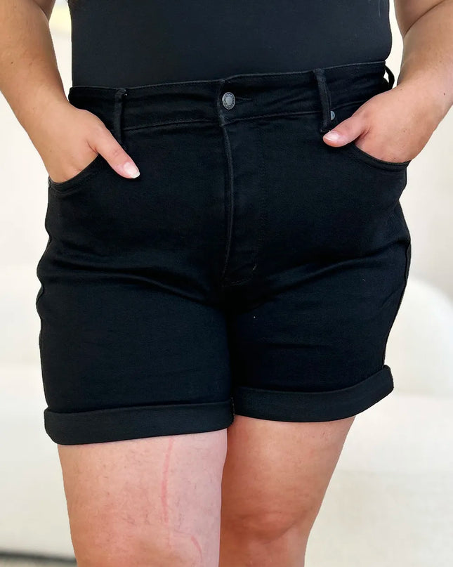 Judy Blue Full Size High Waist Tummy Control Cuffed Denim Shorts