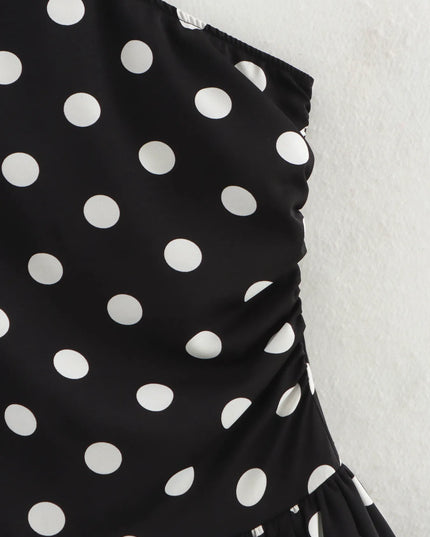 One-Shoulder Polka Dot Mini Dress