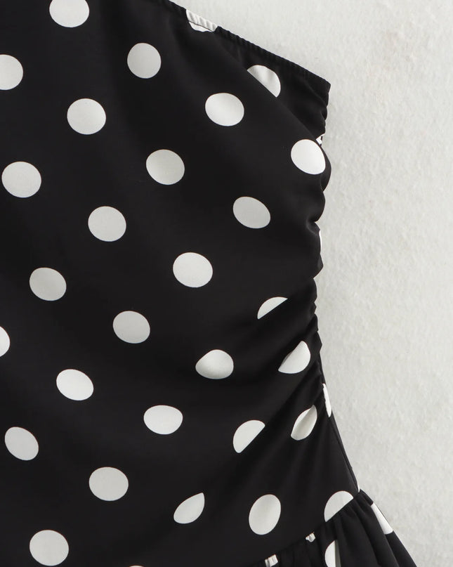 One-Shoulder Polka Dot Mini Dress