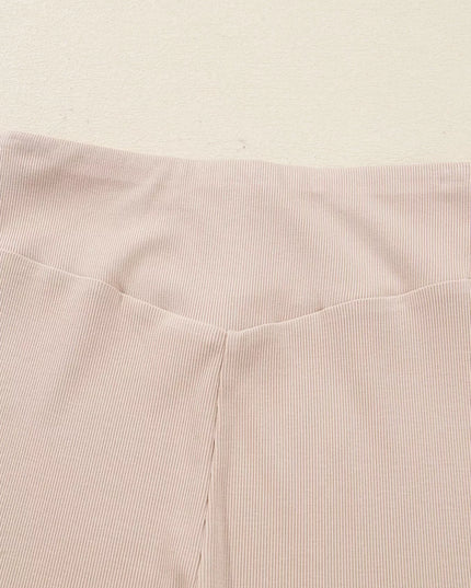 Solid Color Oversize Slit Sweatshirt and Ribbed Leggings 2pcs Set