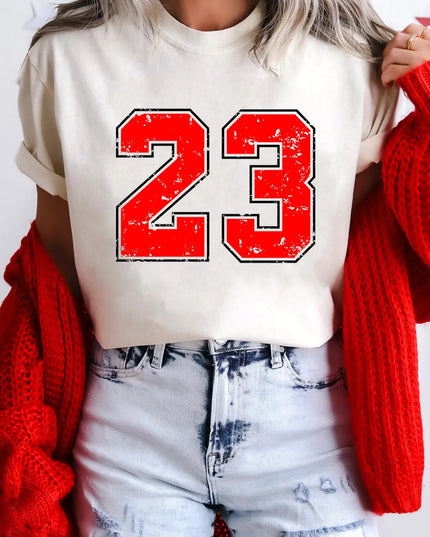 Number 23 Round Neck Casual T Shirt White
