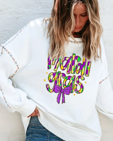 MARDI GRAS Round Neck Long Sleeve Sweatshirt
