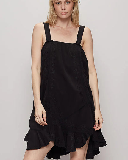 POL Ruffle Hem Sleeveless Mini Dress Black