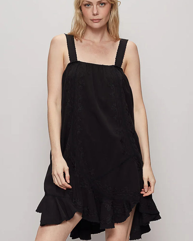 POL Ruffle Hem Sleeveless Mini Dress Black