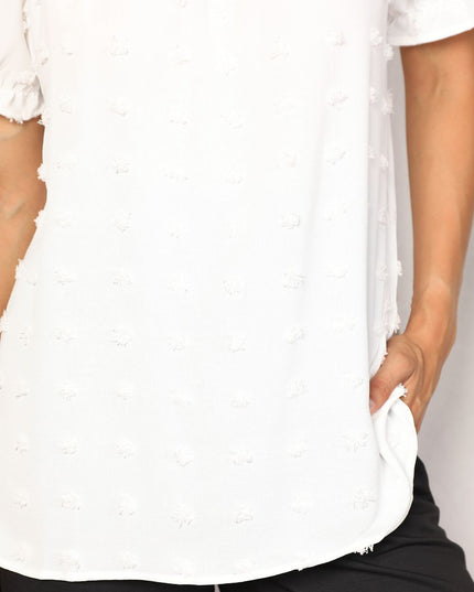 Mandy Swiss Dot Puff Sleeve Square Neck Blouse