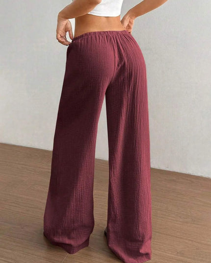 Wide Leg Drawstring Casual Pants
