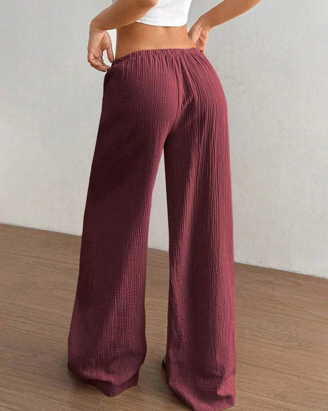 Wide Leg Drawstring Casual Pants