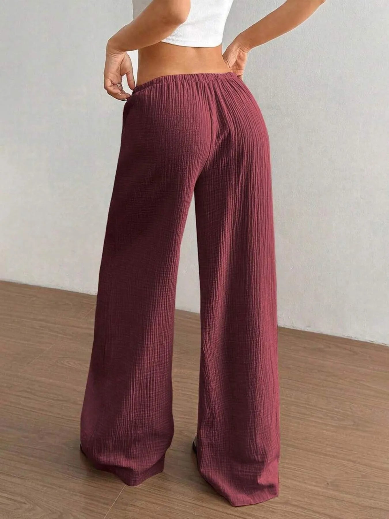 Wide Leg Drawstring Casual Pants