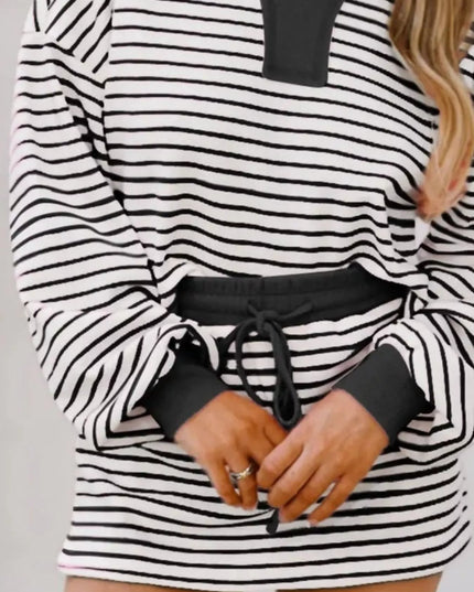 Striped Dropped Shoulder Top and Skirt Set