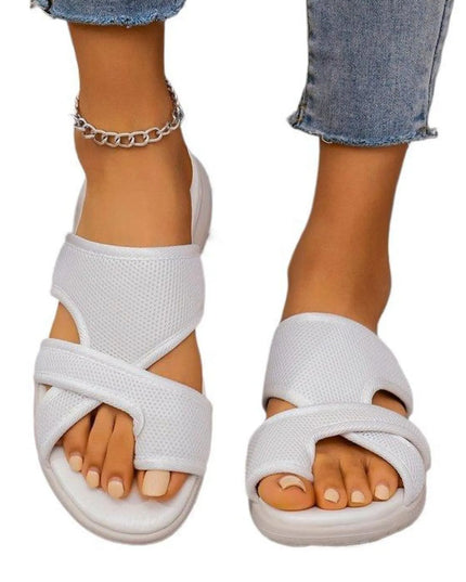 Cutout Mesh Solid Color Sandals 