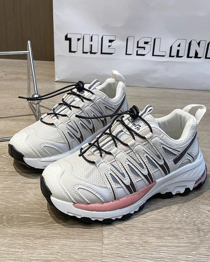 Lace-Up Mesh Platform Athletic Shoes