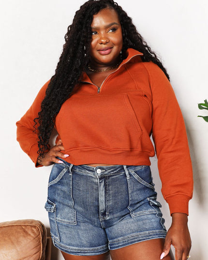 Double Take Half-Zip Long Sleeve Hoodie