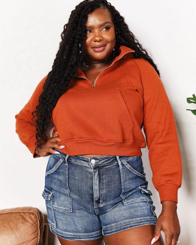 Double Take Half-Zip Long Sleeve Hoodie