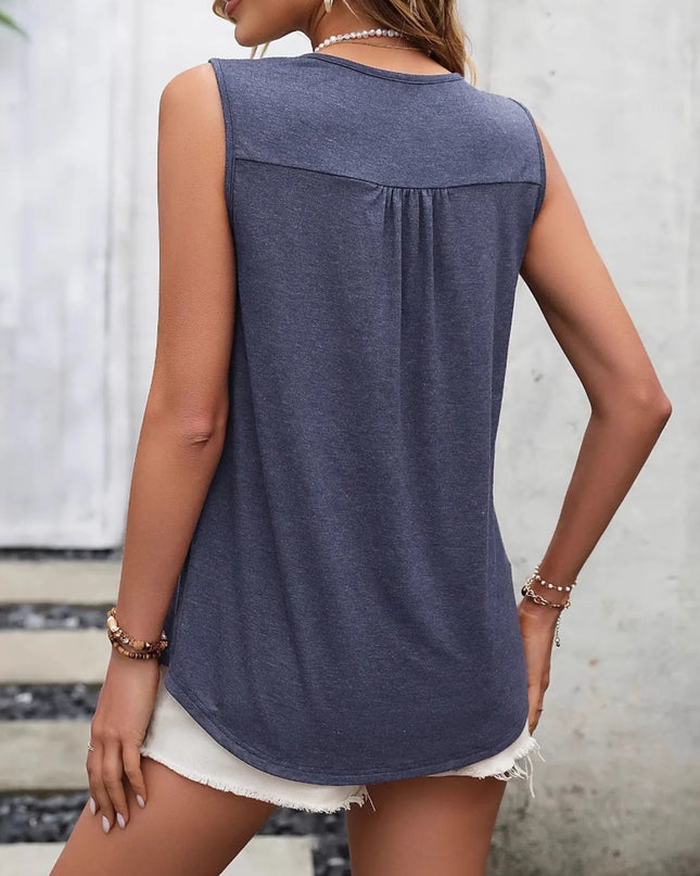 Lace Panel Scoop Neck Tank
