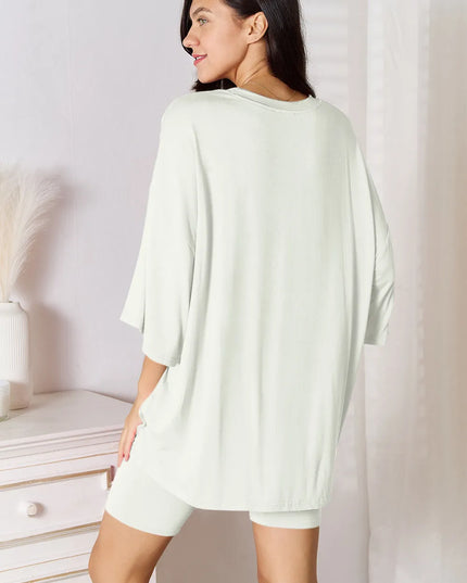 Basic Bae Full Size Soft Rayon Three-Quarter Sleeve Top and Shorts Set