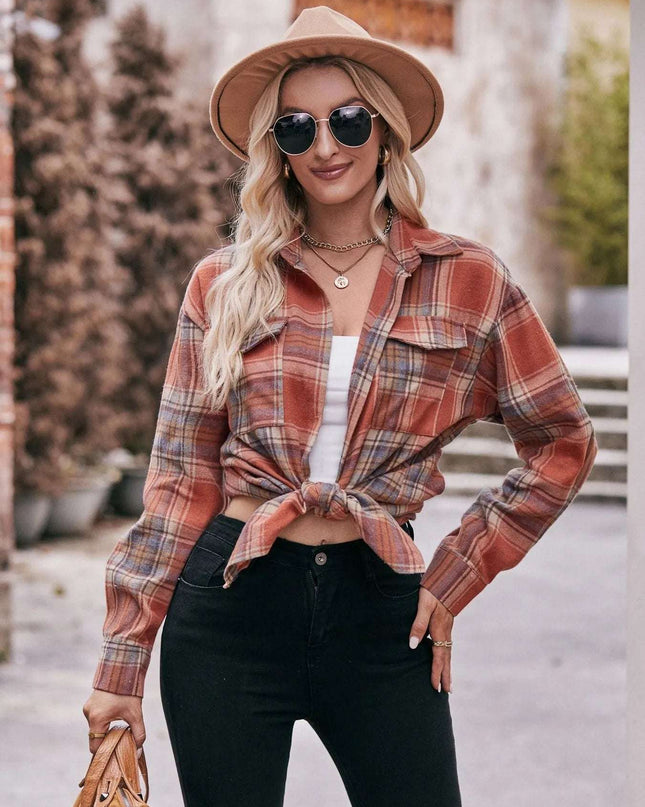 Plaid Button-Down Long Sleeve Shirt