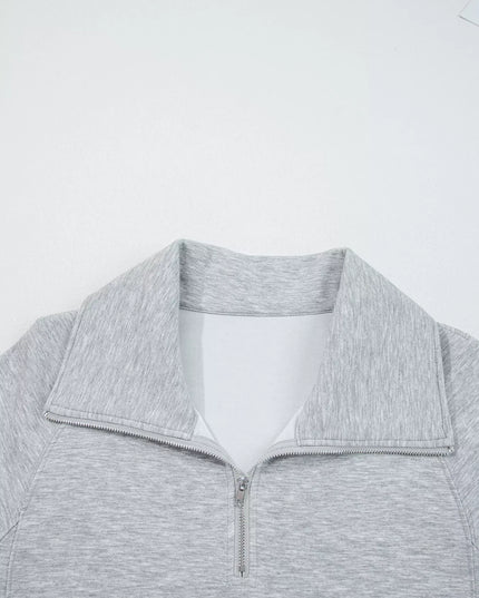 Zip Collar Long Sleeve Top and Drawstring Pants Set