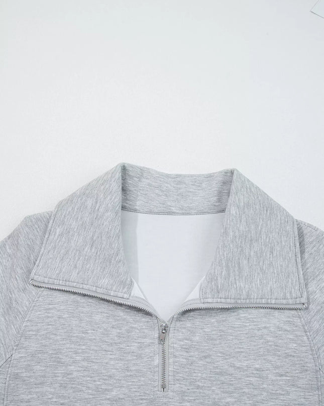 Zip Collar Long Sleeve Top and Drawstring Pants Set