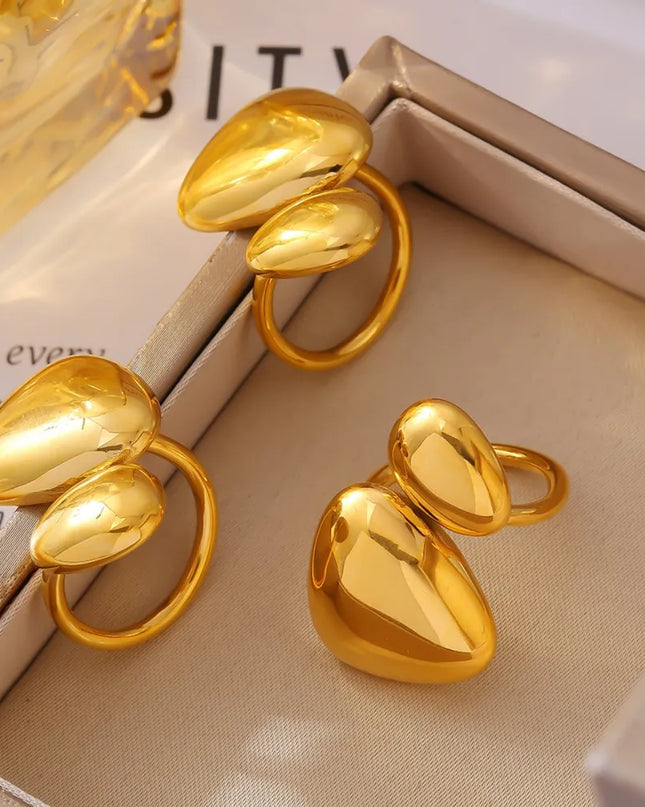 18K Gold-Plated Irregular Bypass Ring
