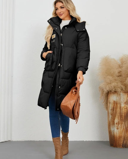Long Sleeve Longline Hooded Winter Coat