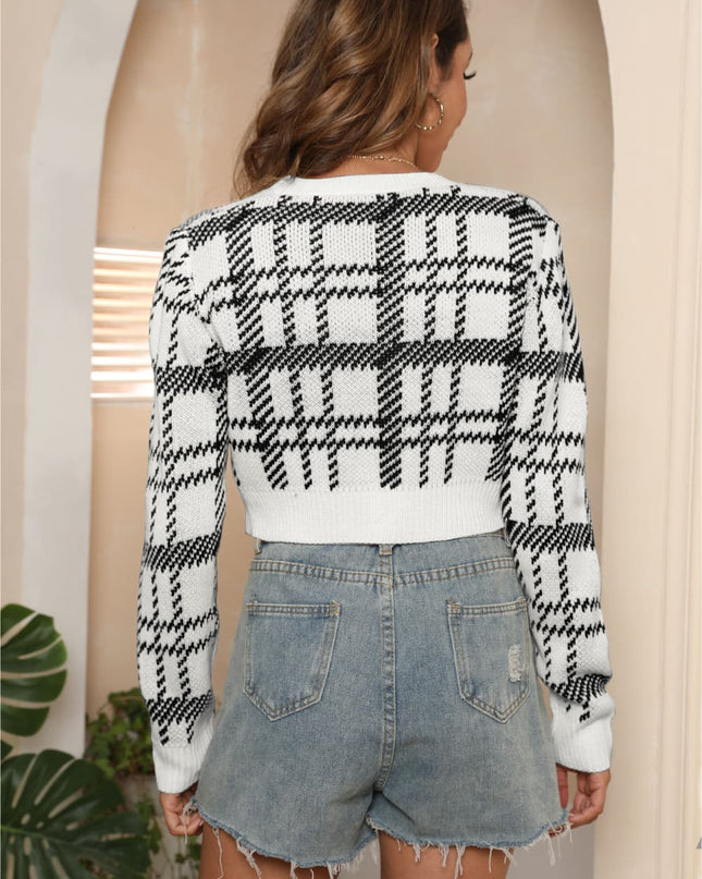 V-Neck Cropped Button-Up Cardigan