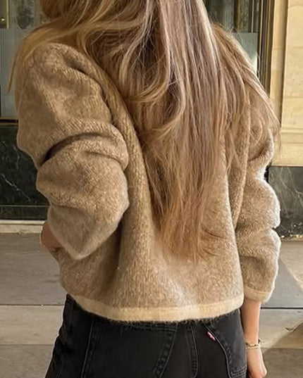 Textured Knit Cardigan with Gold Buttons