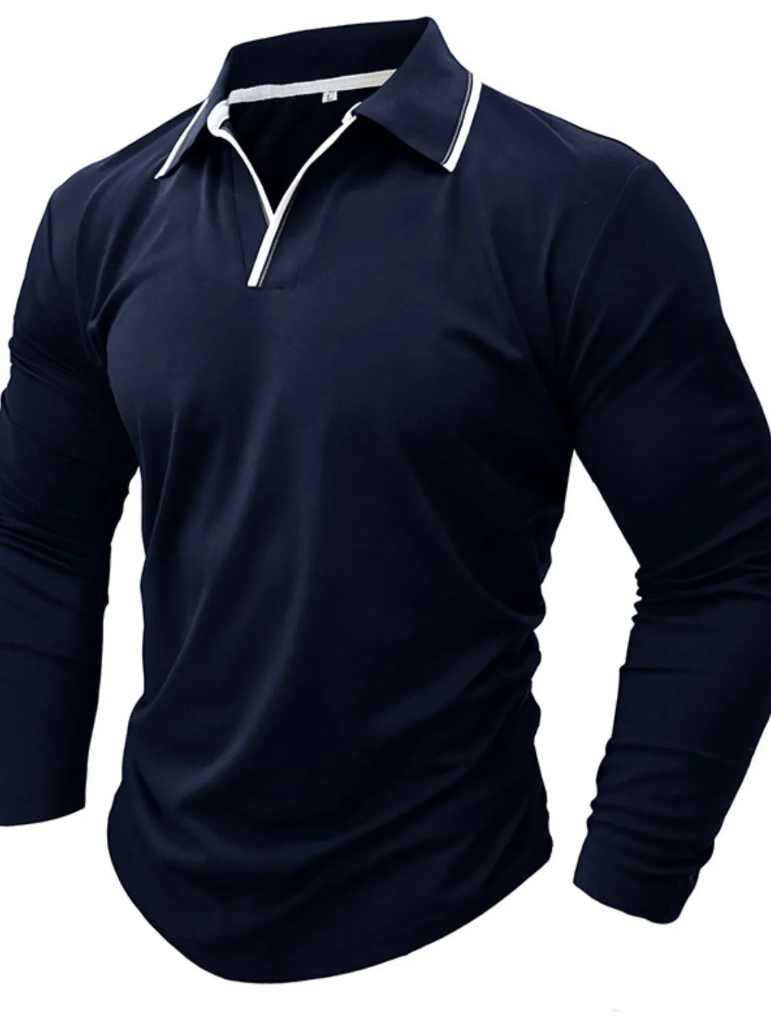 Men's Classic Long Sleeve Polo Shirt Navy