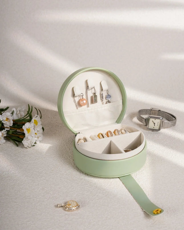 PU Leather Travel Jewelry Box Gum Leaf One Size