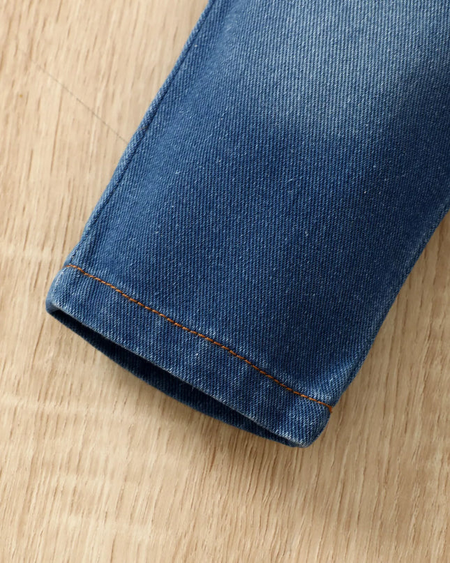 Children's Cartoon Animal Print Sweatshirt & Jeans Set