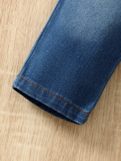 Children's Cartoon Animal Print Sweatshirt & Jeans Set