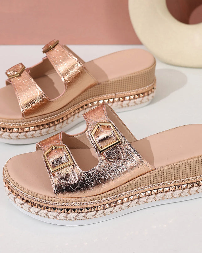Platform Double Buckle Sandals 