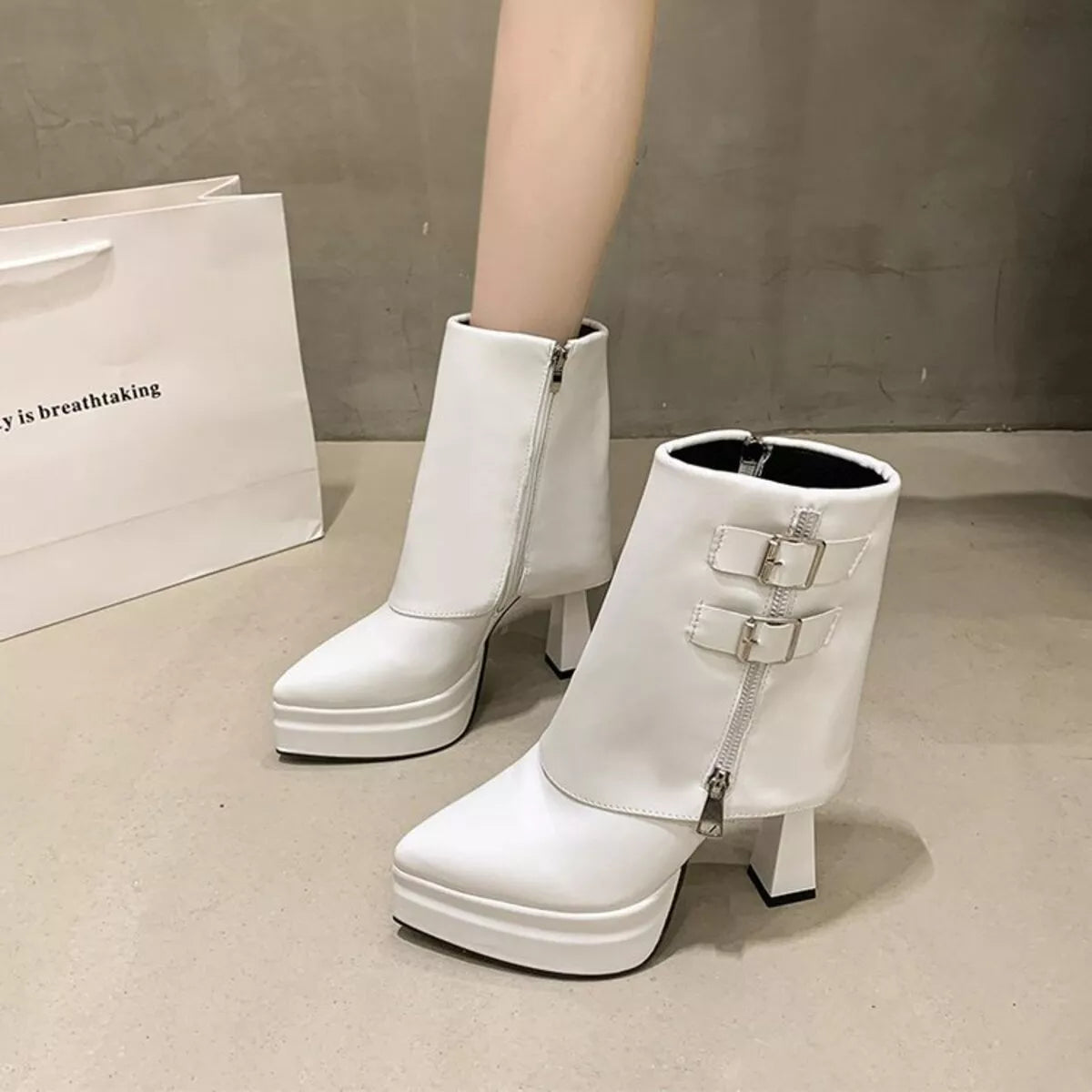 Point Toe High Heels Boots