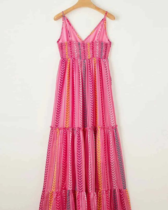 Printed Surplice Maxi Cami Dress