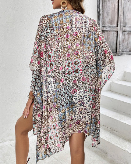 Floral Print Open Front Cover Up