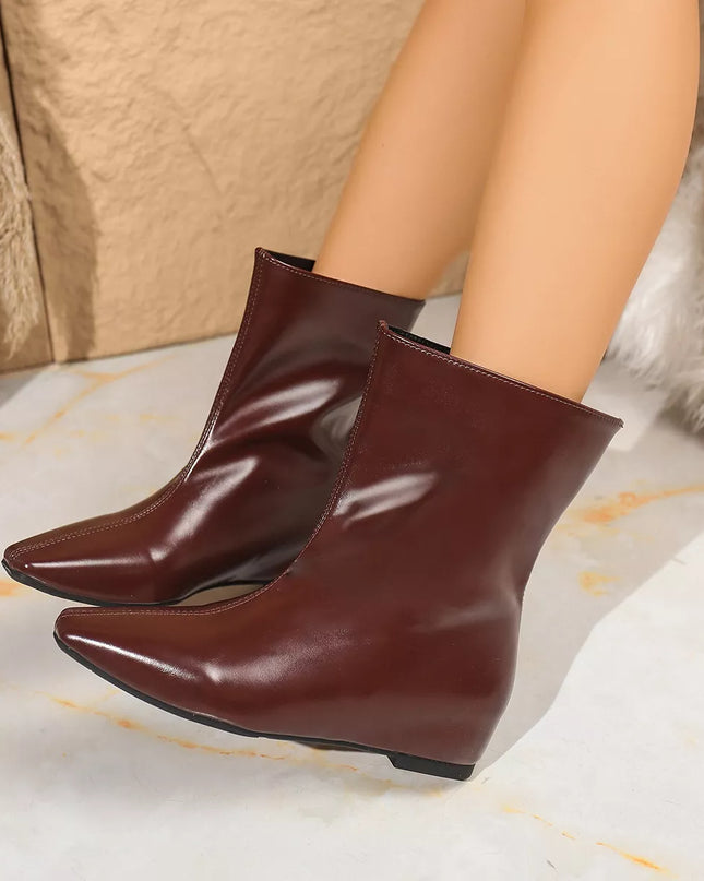 Point Toe Leather Boots