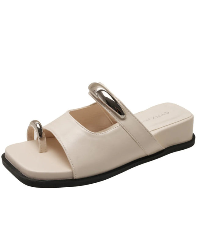 Toe Loop Cutout Platform Sandals 