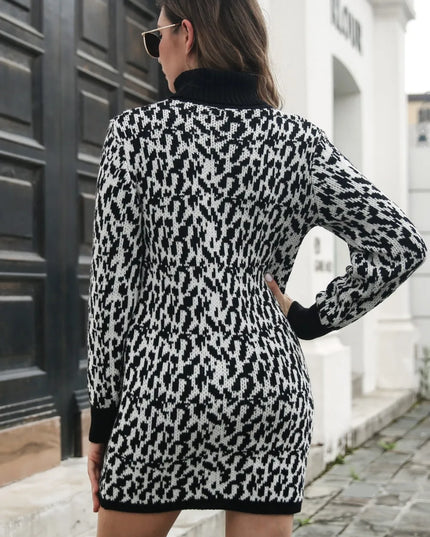 Heathered Turtleneck Mini Sweater Dress