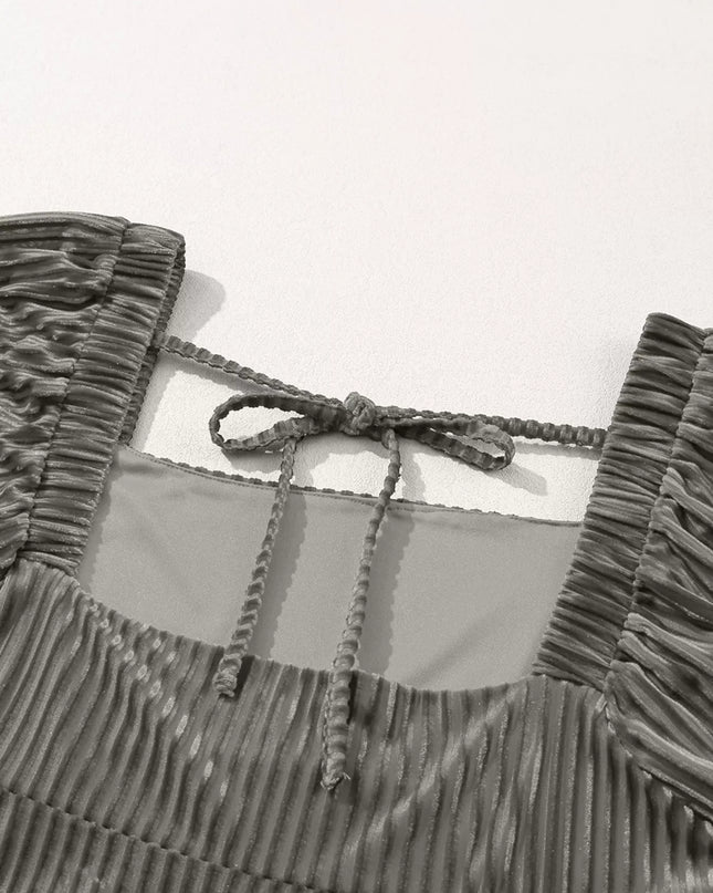 Tie Back Square Neck Velvet Babydoll Dress