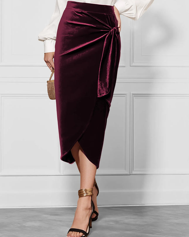 Side Tied Velvet Skirt