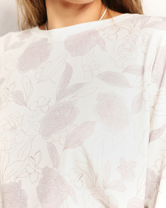 Double Take Floral Long Sleeve Top and Shorts Loungewear Set