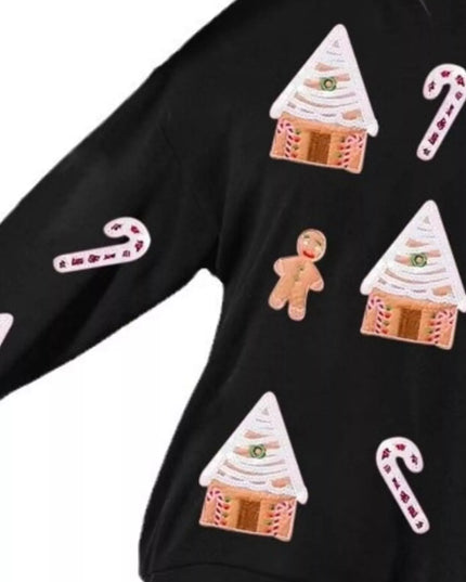 Christmas Gingerbread House Sequin Sweatshirt