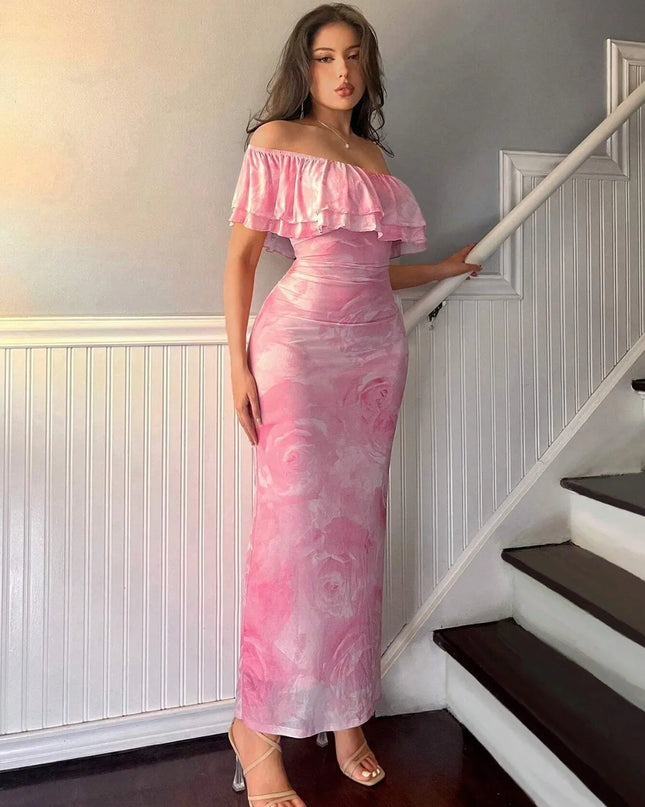 Layered Ruffled Off-Shoulder Dress