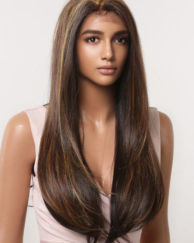 13*2" Lace Front Wigs Synthetic Long Straight 26" 150% Density 