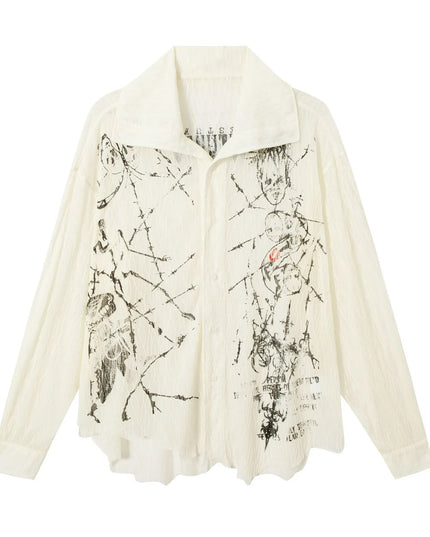 Men's Abstract Print Button-Up Shirt