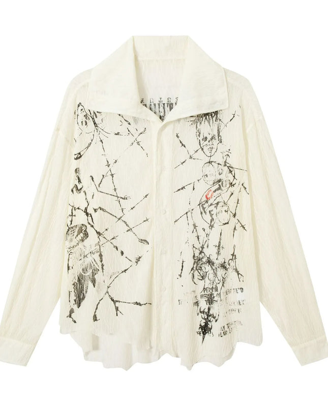 Men's Abstract Print Button-Up Shirt