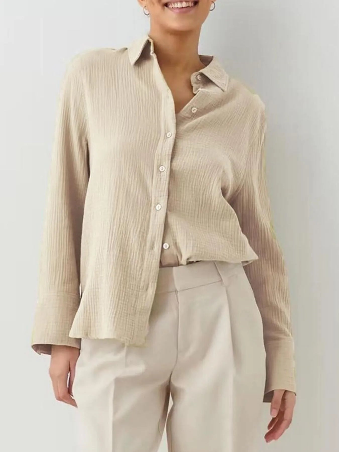 Button Up Long Sleeve Texture Shirt